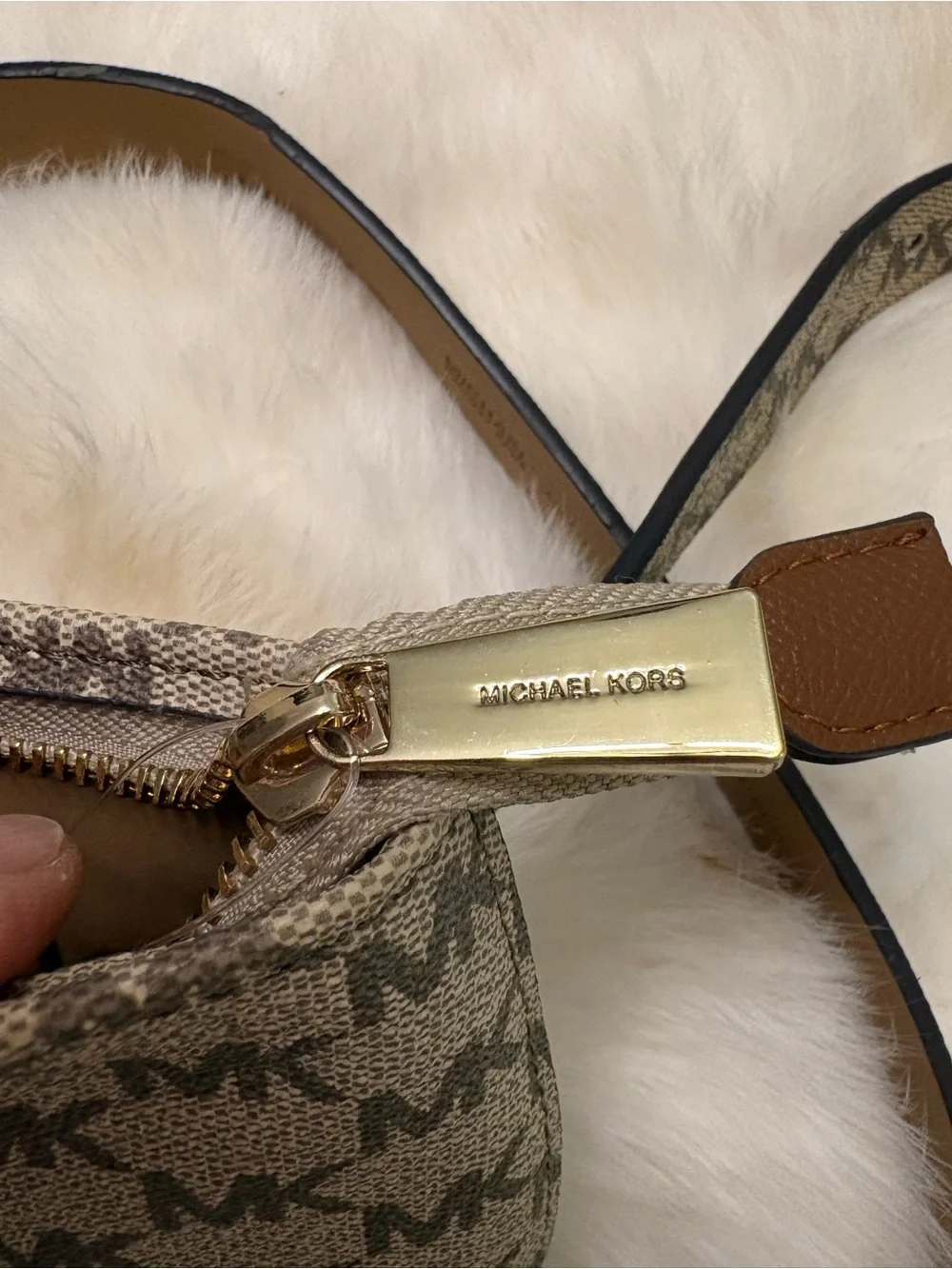 Michael Kors Beige Brown Signature Crossbody Belt Bag